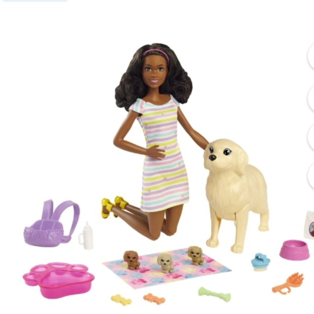 Barbie Doll W/ Mom And 3 Puppies